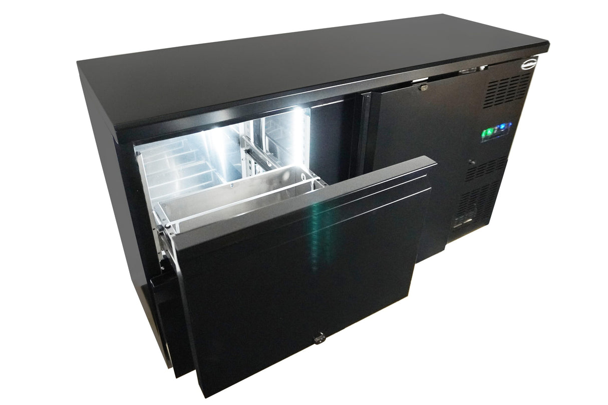 Black Fridge 1 Door 2 Drawers