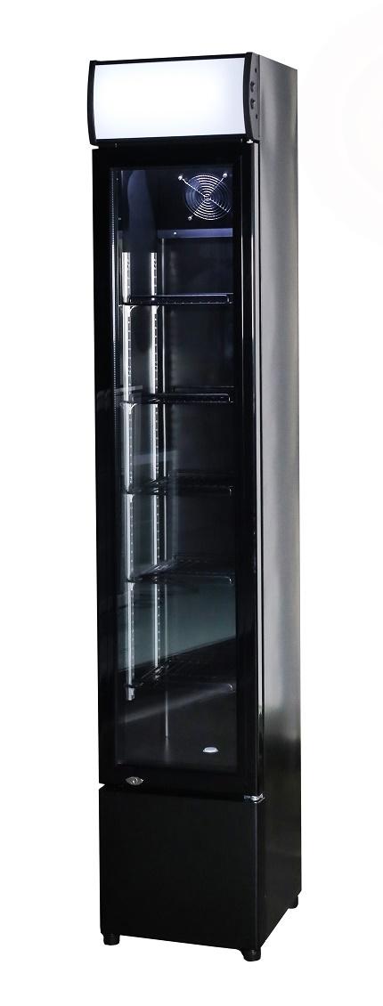 Slim Black Glass Door Refrigerator