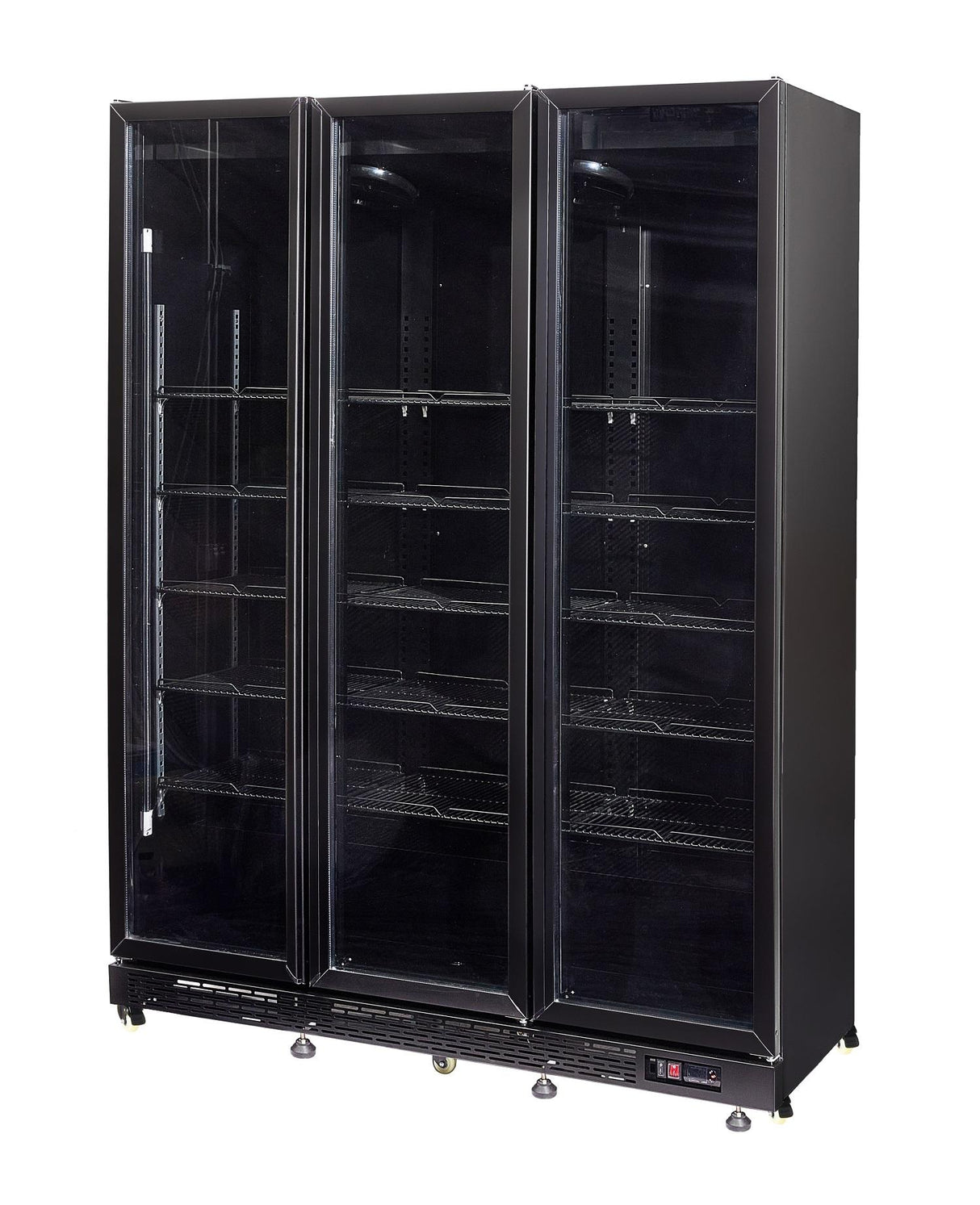 Refrigerator 3 Glass Doors Black Heat