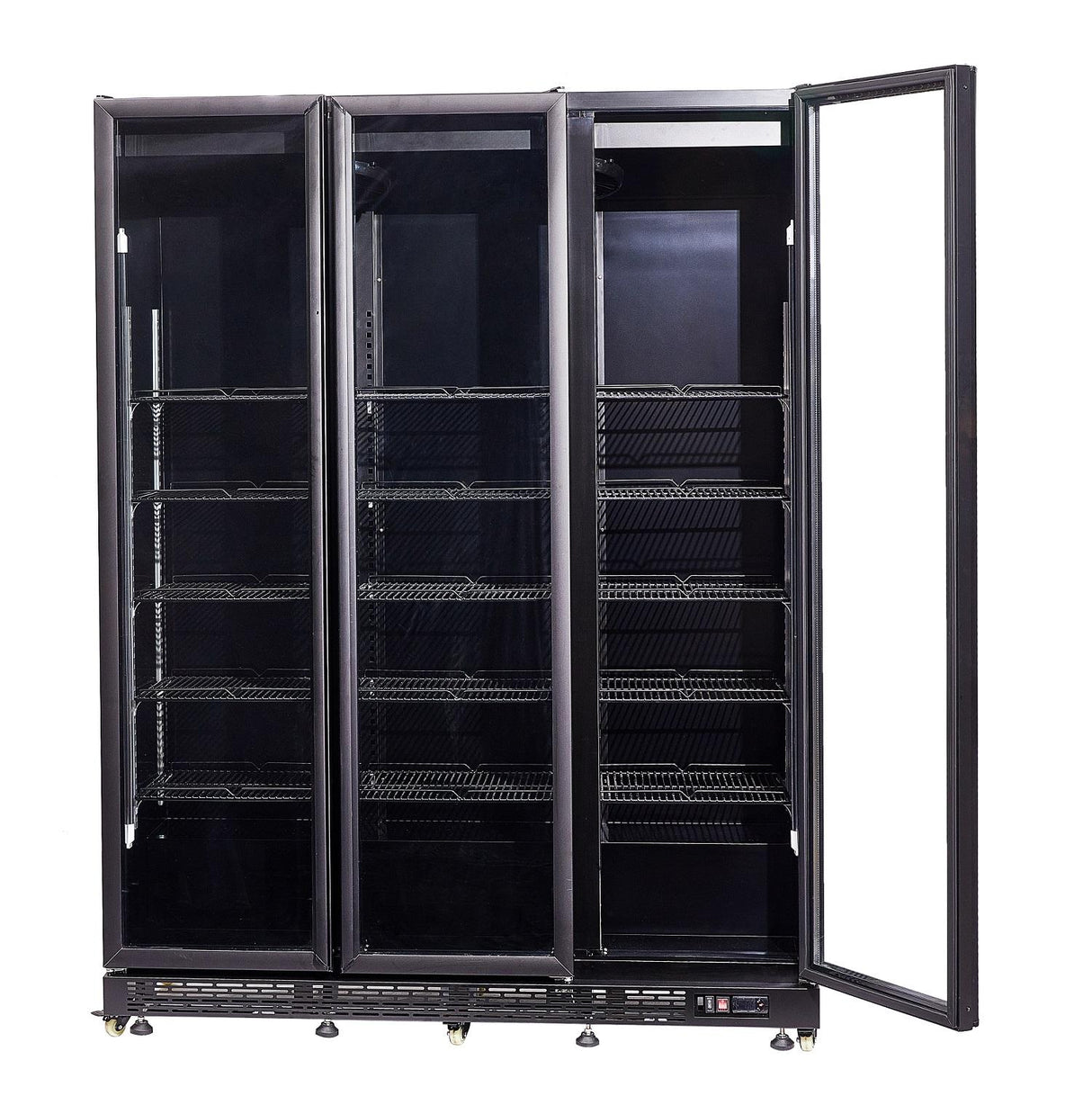 Refrigerator 3 Glass Doors Black Heat