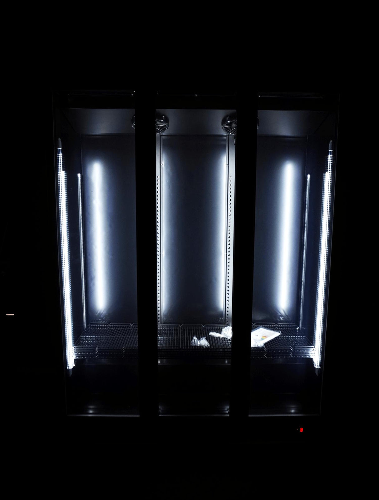 Refrigerator 3 Glass Doors Black Heat