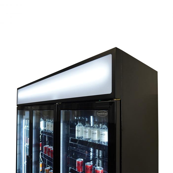 3-Door Black Glass Refrigerator