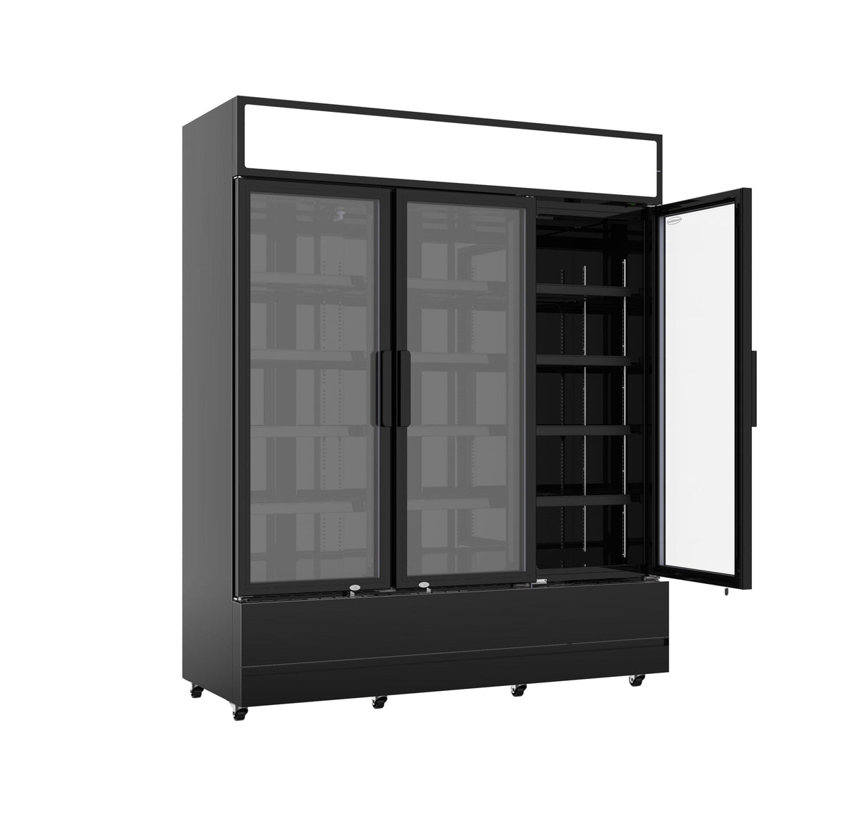 3-Door Black Glass Refrigerator