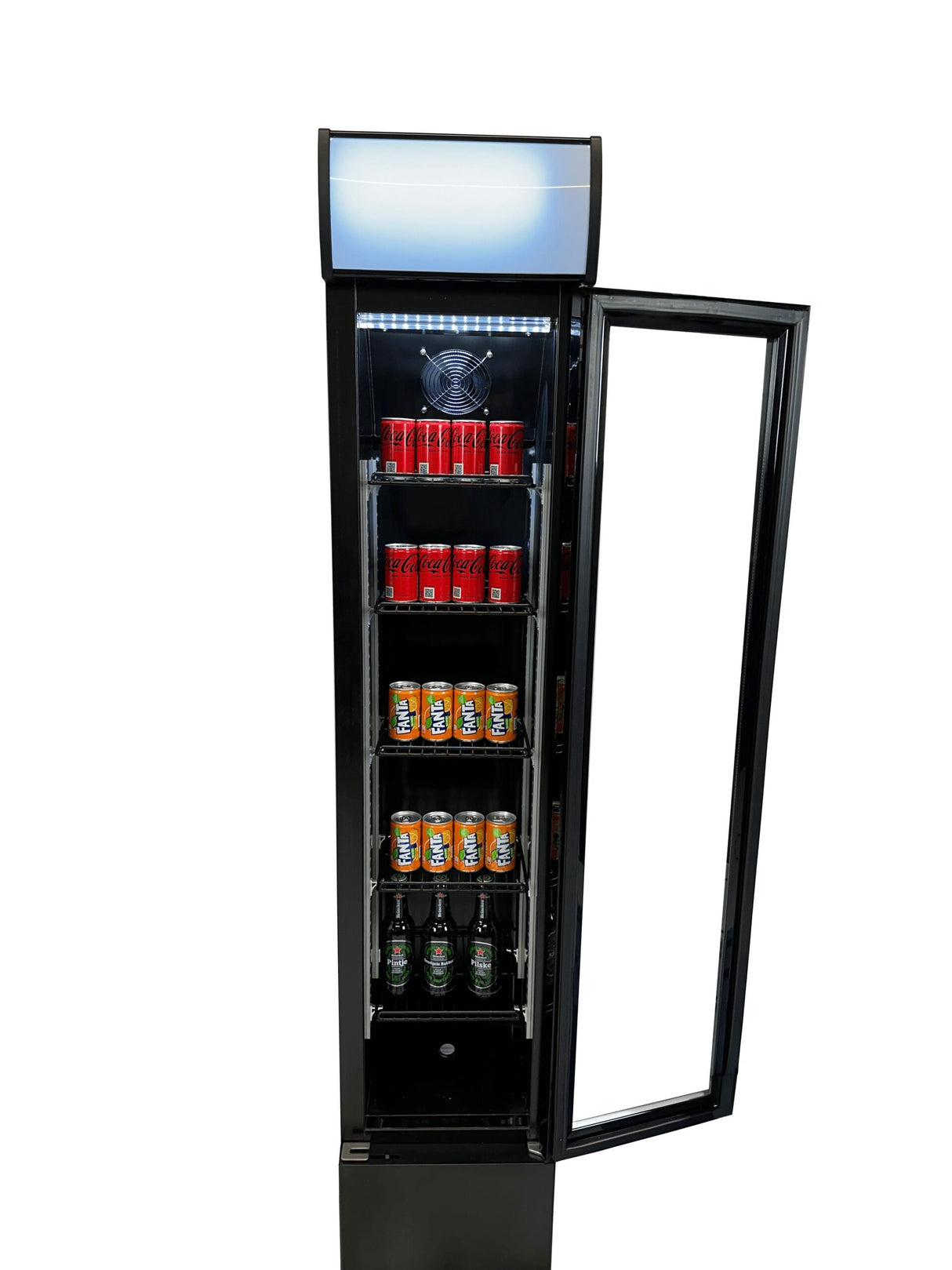 Slim Black Glass Door Refrigerator