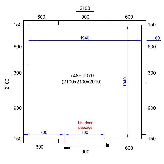 Walk In Chill/Freezer Room 2100 x 2100 x 2010mm |Volume 6.9m3| Room Only