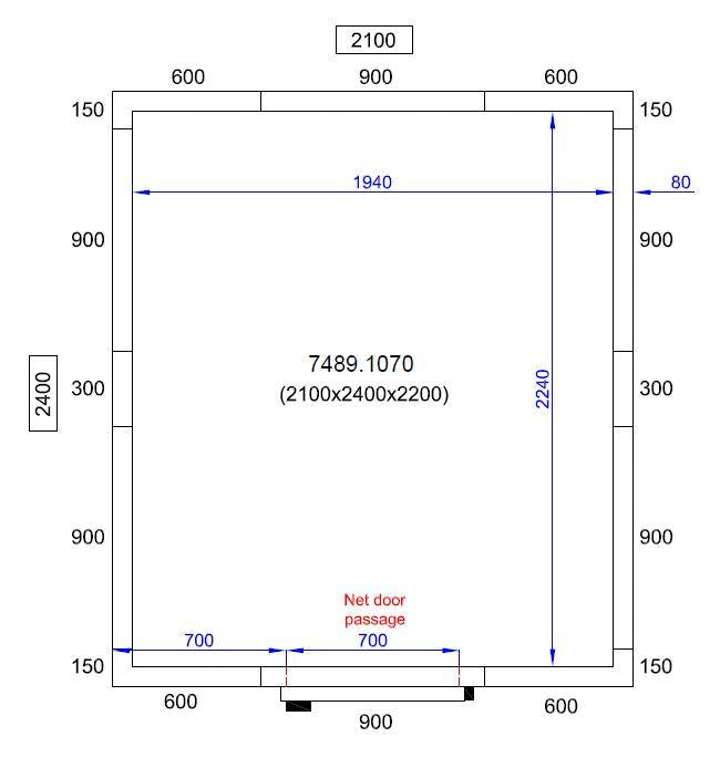 Chill/Freezer Room 2100 x 2400 x 2200mm |8.9m3| Room Only| 80mm