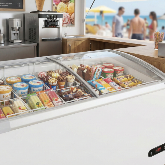 Sliding Curved Glass Lid Freezer – 546L