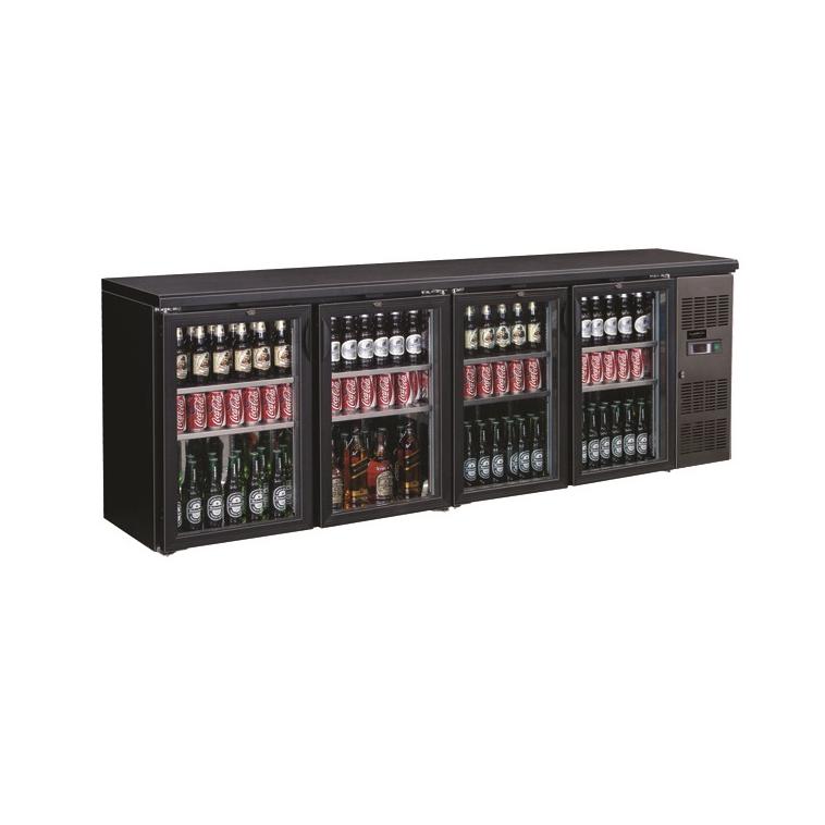 Black 4 Glass Door Back Bar Cooler 698L