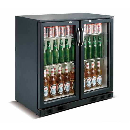 Black 2 Door Display Fridge 198L
