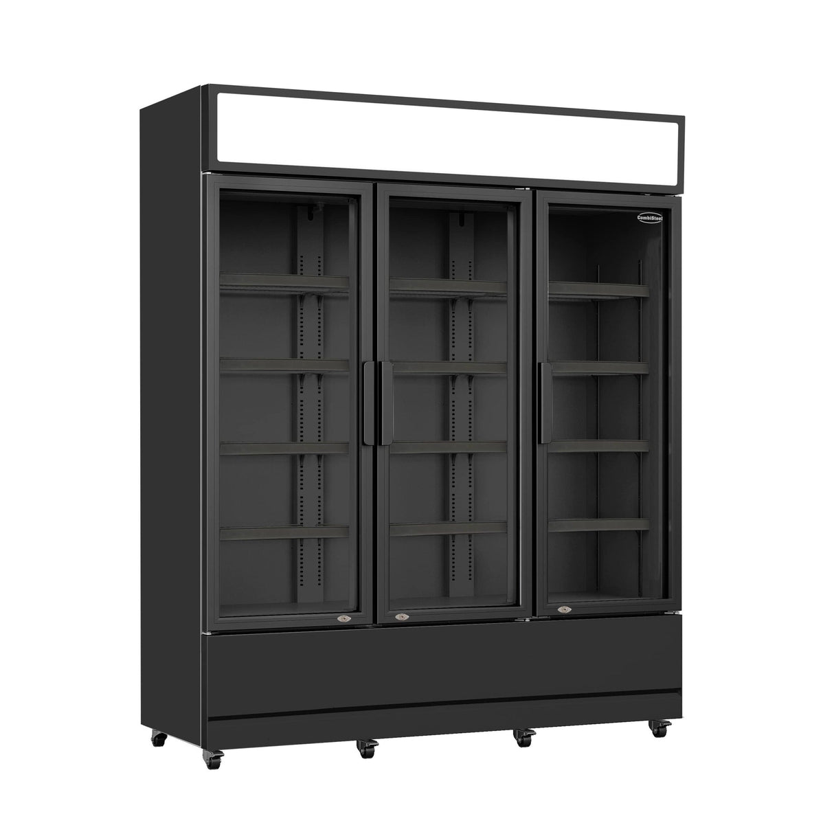 3-Door Black Glass Refrigerator