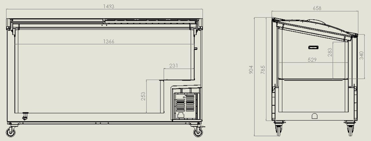 White Chest Freezer With Glass Lid 461L