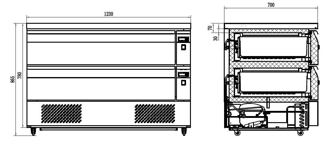 Refrigerator/freezer Workbench 2 Doors 6x 1/1