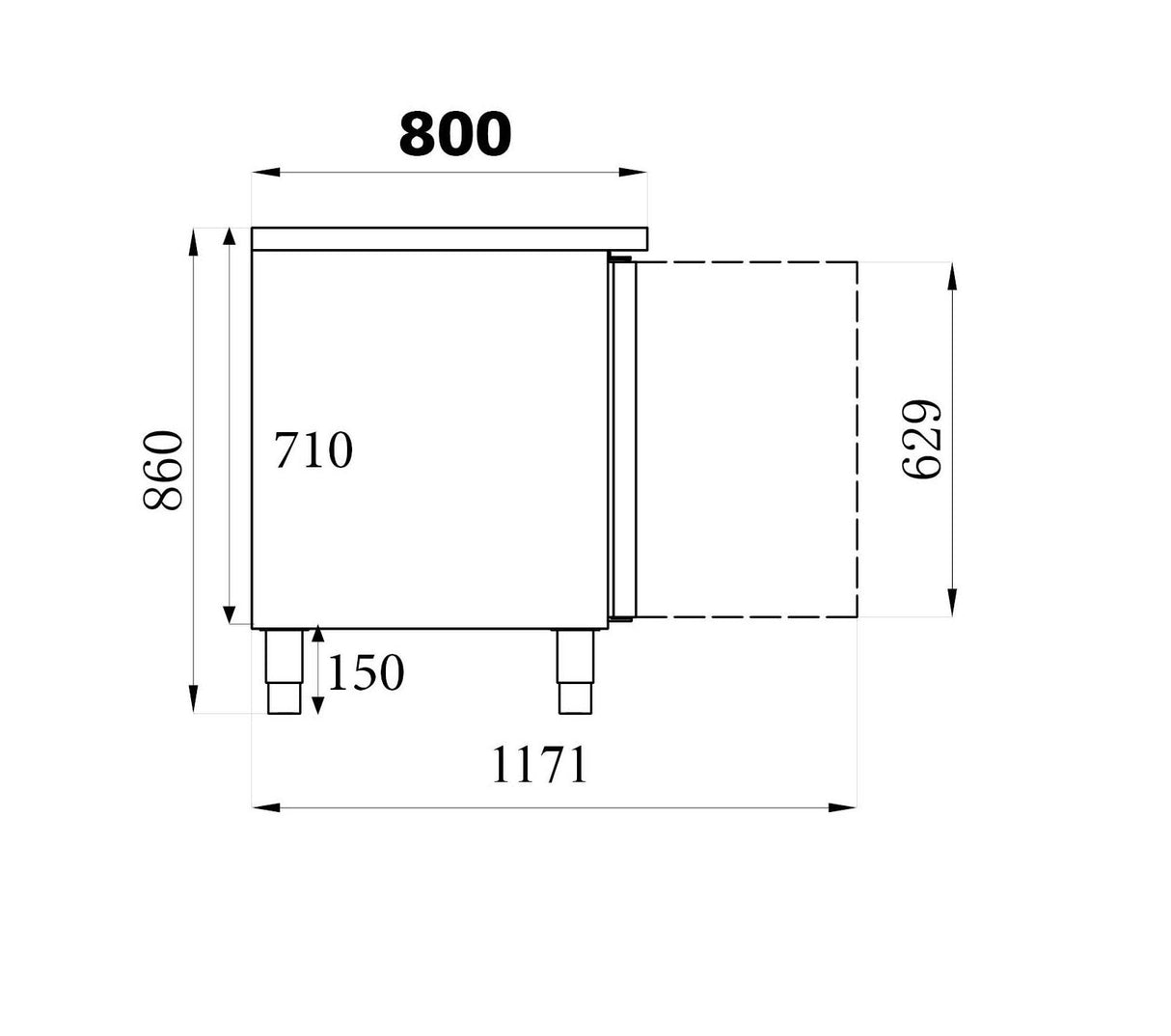 REFRIGERATED  COUNTER 2 DOORS