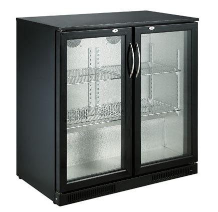 Black 2 Door Display Fridge 198L