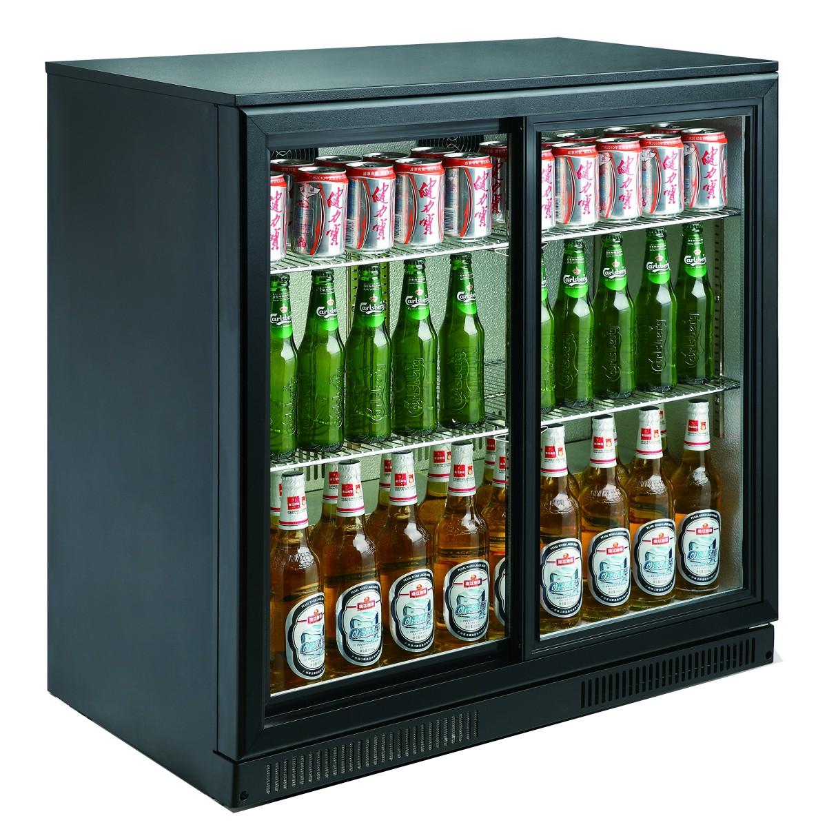 BACKBAR COOLER BLACK 2 SLIDING DOORS