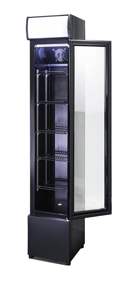 Slim Black Glass Door Refrigerator