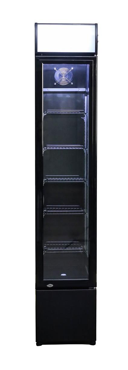 Slim Black Glass Door Refrigerator