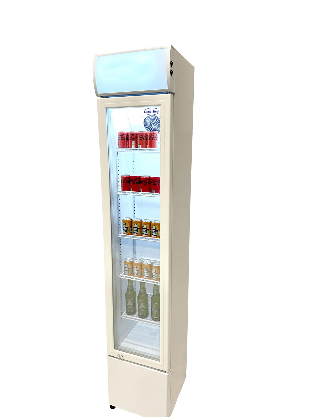 Upright Narrow Glass Door Fridge 105L