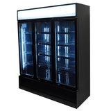 3-Door Black Glass Refrigerator