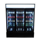 3-Door Black Glass Refrigerator