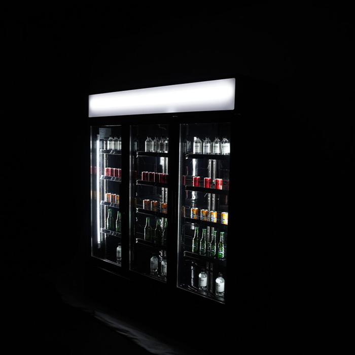 3-Door Black Glass Refrigerator