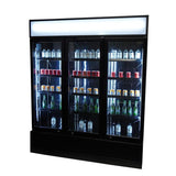 3-Door Black Glass Refrigerator