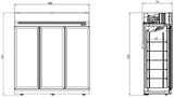 3-Door Black Glass Display Refrigerator