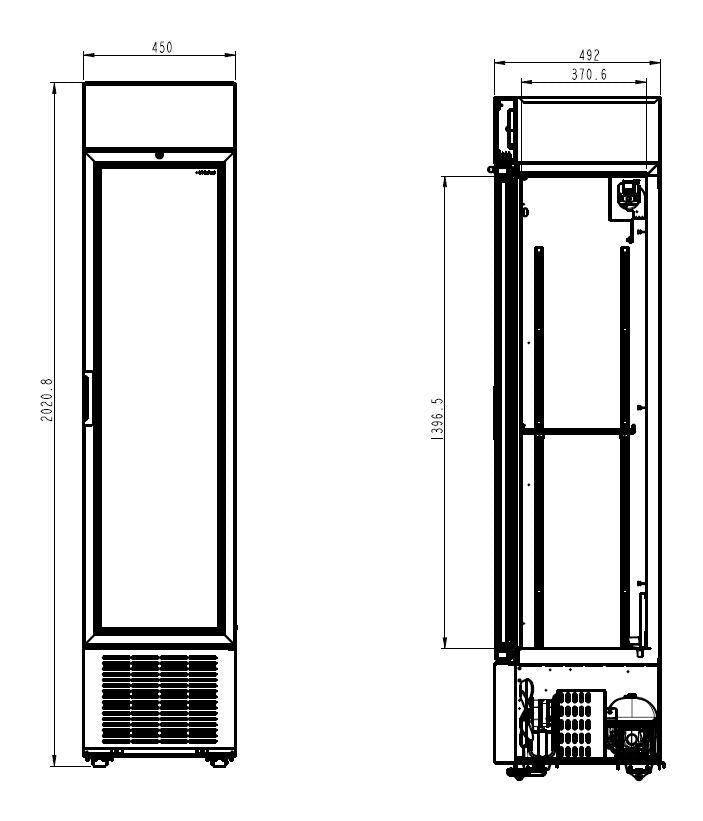 REFRIGERATOR 1 GLASS DOOR BLACK