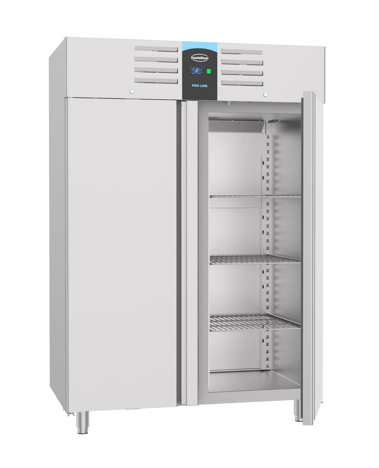 Double Door Upright Commercial Freezer – 1200L, Stainless Steel, Ventilated Cooling