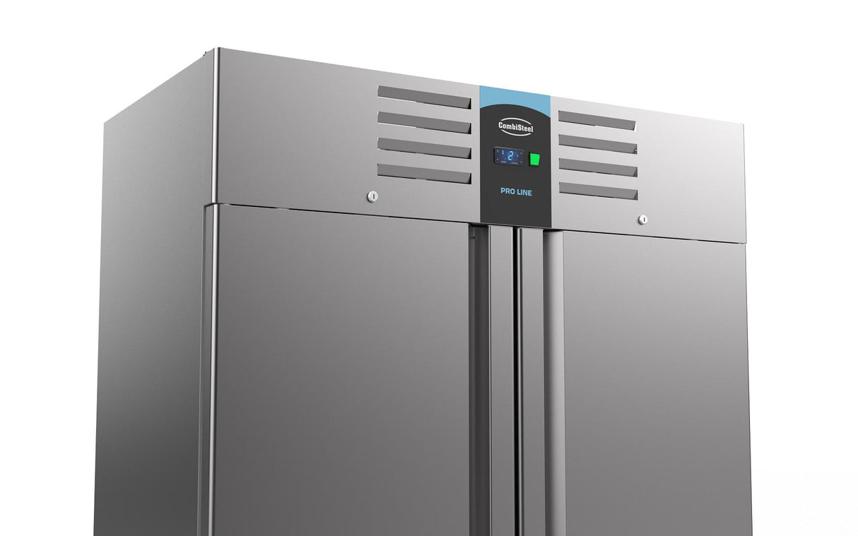 Double Door Upright Commercial Freezer – 1200L, Stainless Steel, Ventilated Cooling