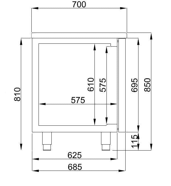 Refrigerated Counter with 1 Door 2 Draws