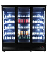 Refrigerator 3 Glass Doors Black