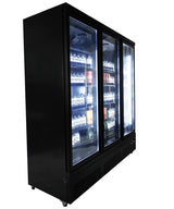 Refrigerator 3 Glass Doors Black