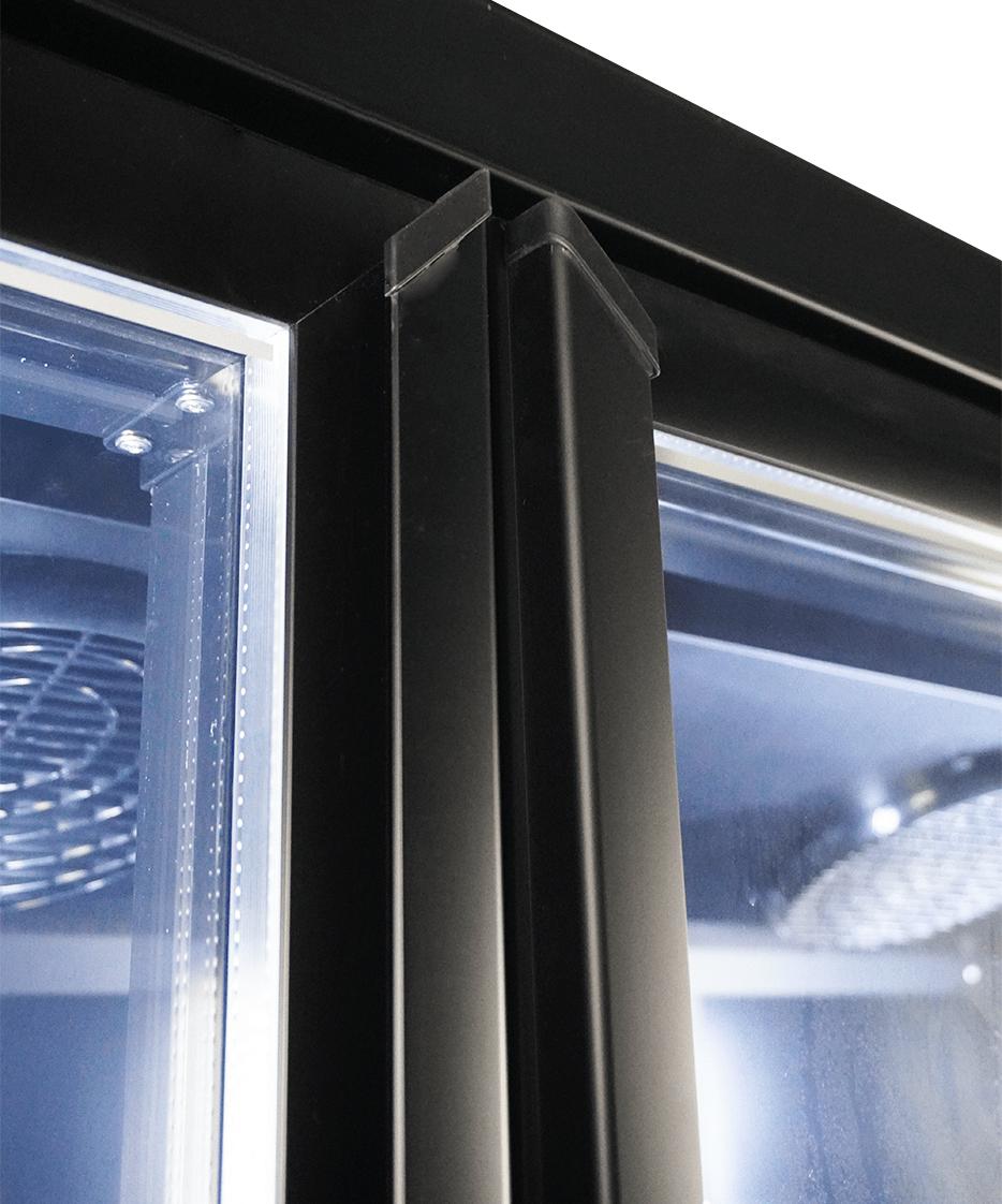Refrigerator 3 Glass Doors Black