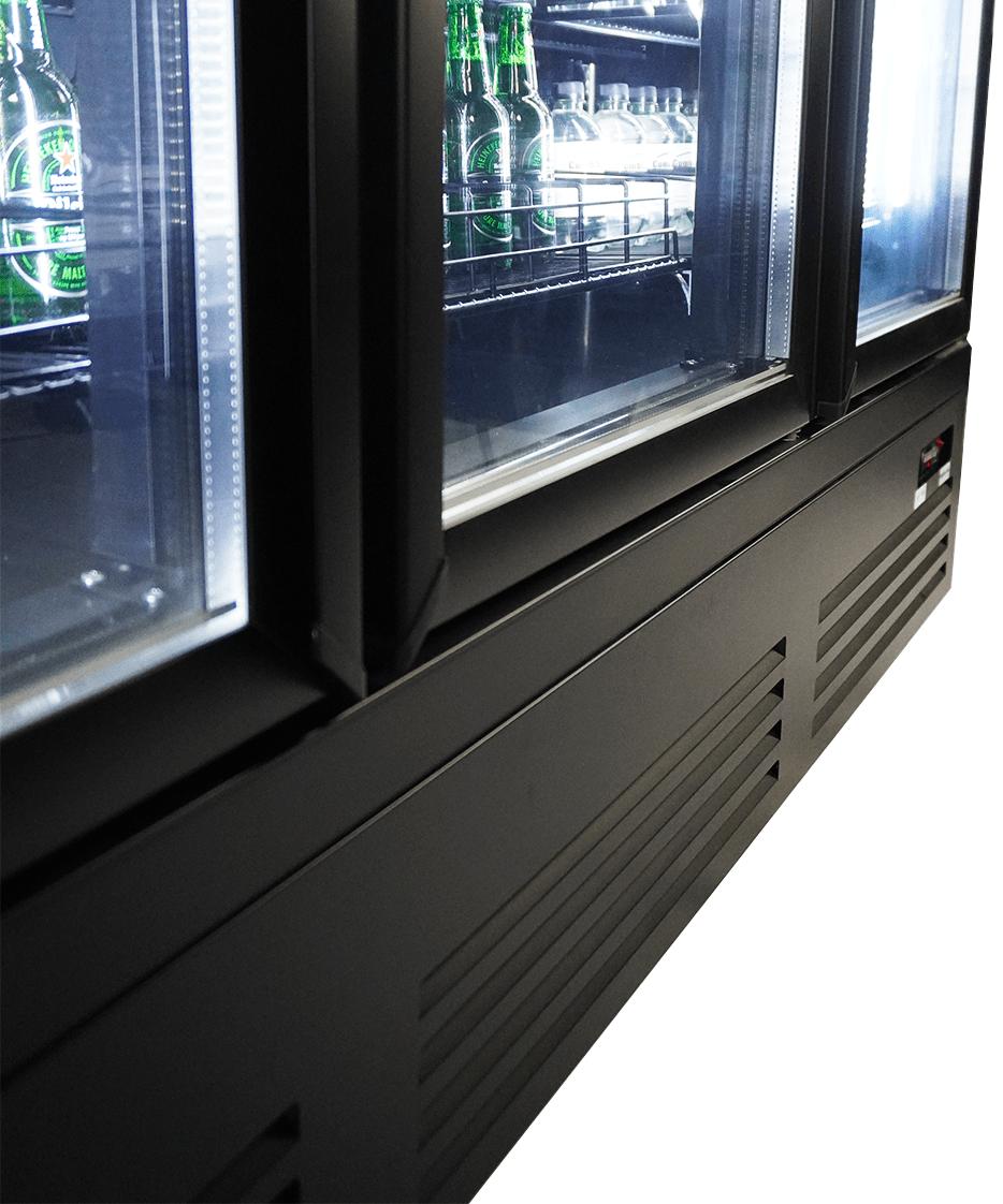 Refrigerator 3 Glass Doors Black