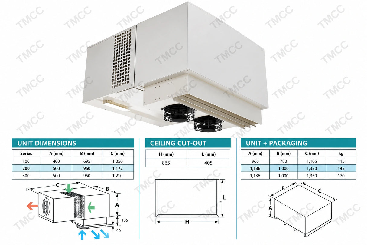 EMR2015L1P Freezer Ceiling Mounted Unit | Capacity 8m3 | 230v