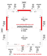 Walk In Coldroom 2400 x 2400 x 2200mm |Volume 10.2m³| Panels 80mm | With Cooling Unit