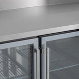 Glass Door Counter RefrigeratorTriple Hinged With Upstand