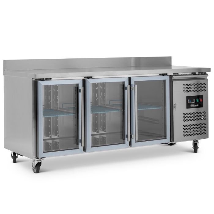 Glass Door Counter RefrigeratorTriple Hinged With Upstand
