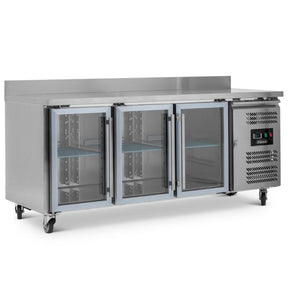 Glass Door Counter RefrigeratorTriple Hinged With Upstand