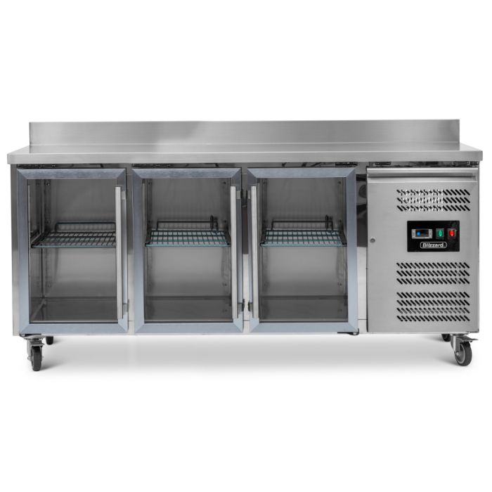 Glass Door Counter RefrigeratorTriple Hinged With Upstand
