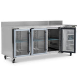 Glass Door Counter RefrigeratorTriple Hinged With Upstand