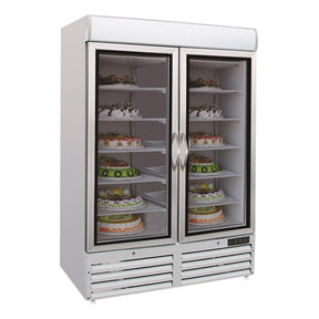 Upright 2 Glass Door Freezer 1079L