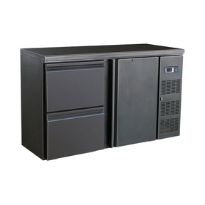 Black Fridge 1 Door 2 Drawers