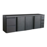 Black Fridge 3 Doors 2 Drawers
