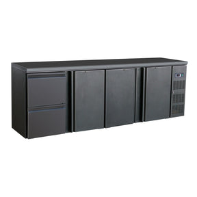 Black Fridge 3 Doors 2 Drawers