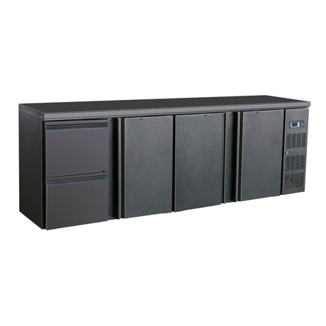 Black Fridge 3 Doors 2 Drawers