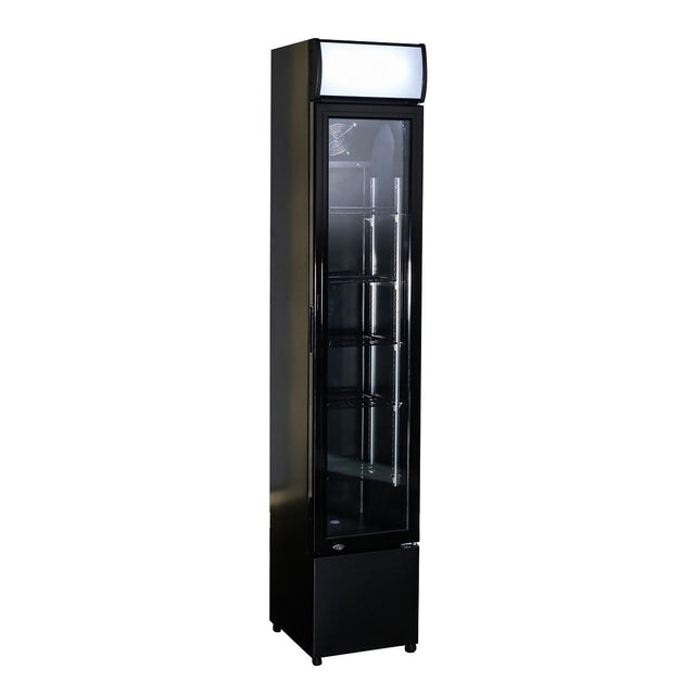 Slim Black Glass Door Refrigerator