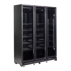 Refrigerator 3 Glass Doors Black | 1200Ltr