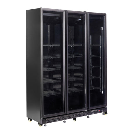 Refrigerator 3 Glass Doors Black | 1200Ltr